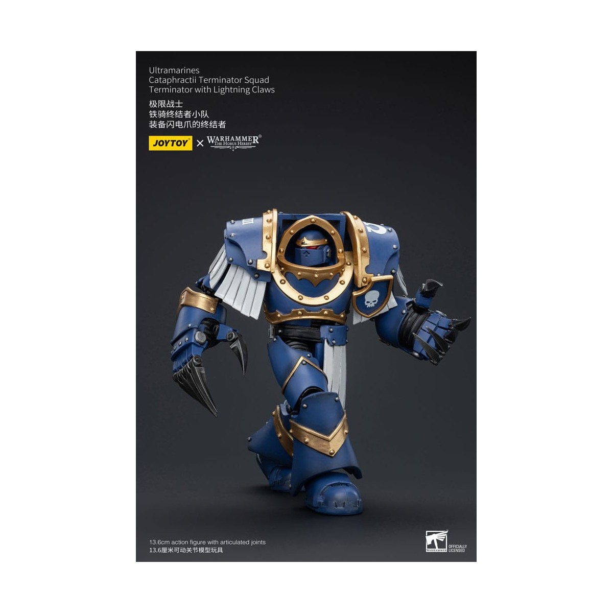 JoyToy - Marines Espaciales - Ultramarines - Escuadra Terminator Cataphractii - Terminator con Garras Relámpago 1/18