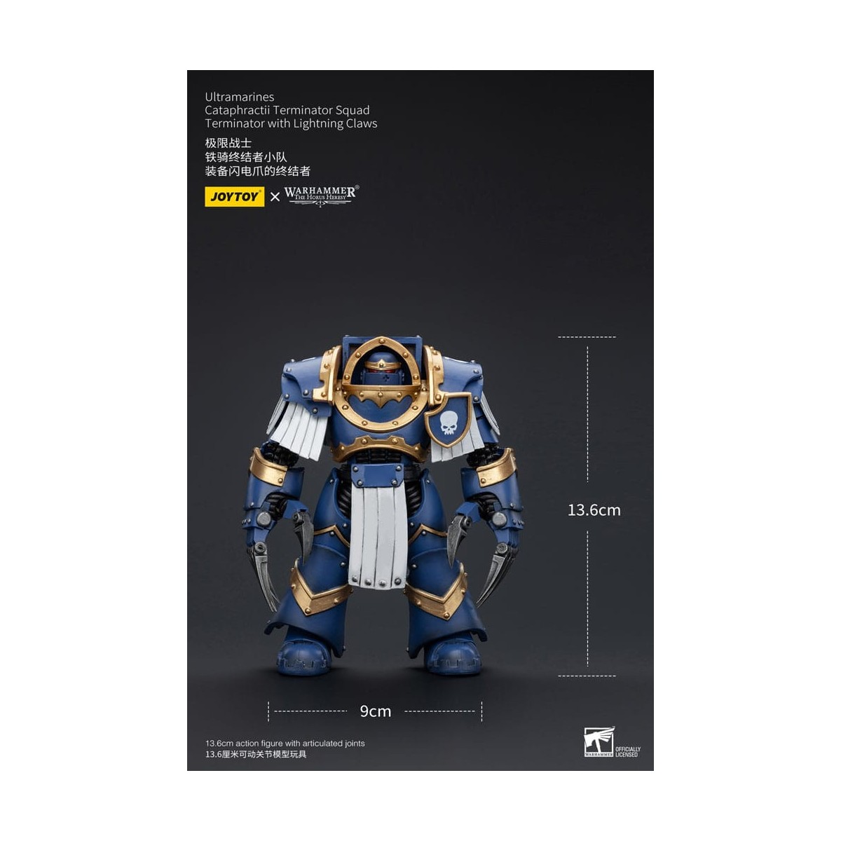 JoyToy - Marines Espaciales - Ultramarines - Escuadra Terminator Cataphractii - Terminator con Garras Relámpago 1/18