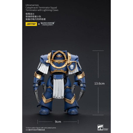 JoyToy - Marines Espaciales - Ultramarines - Escuadra Terminator Cataphractii - Terminator con Garras Relámpago 1/18