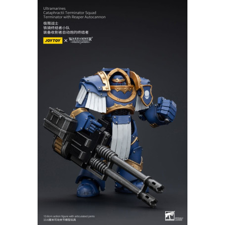 JoyToy - Marines Espaciales - Ultramarines - Escuadra Terminator Cataphractii - Terminator con Auto Cañón Reaper 1/18