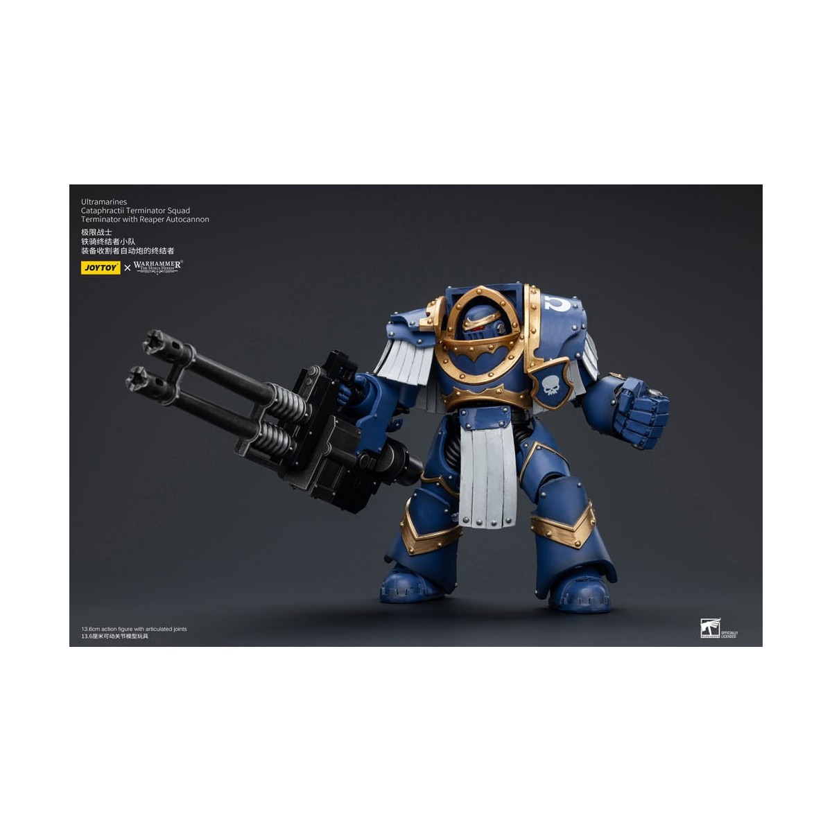 JoyToy - Marines Espaciales - Ultramarines - Escuadra Terminator Cataphractii - Terminator con Auto Cañón Reaper 1/18