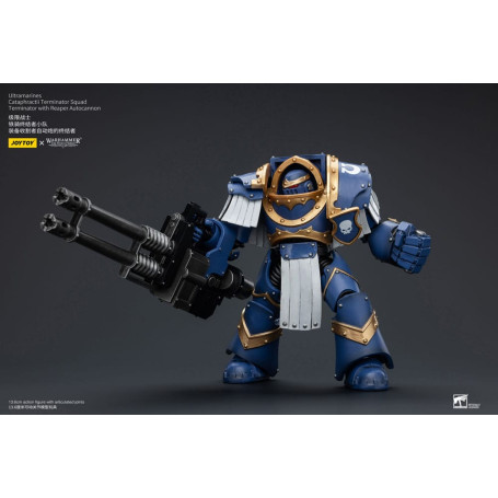 JoyToy - Marines Espaciales - Ultramarines - Escuadra Terminator Cataphractii - Terminator con Auto Cañón Reaper 1/18