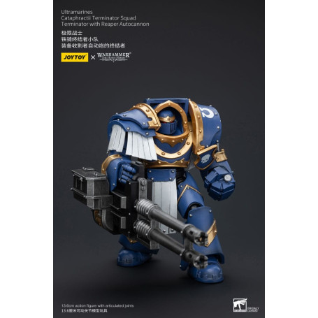 JoyToy - Marines Espaciales - Ultramarines - Escuadra Terminator Cataphractii - Terminator con Auto Cañón Reaper 1/18