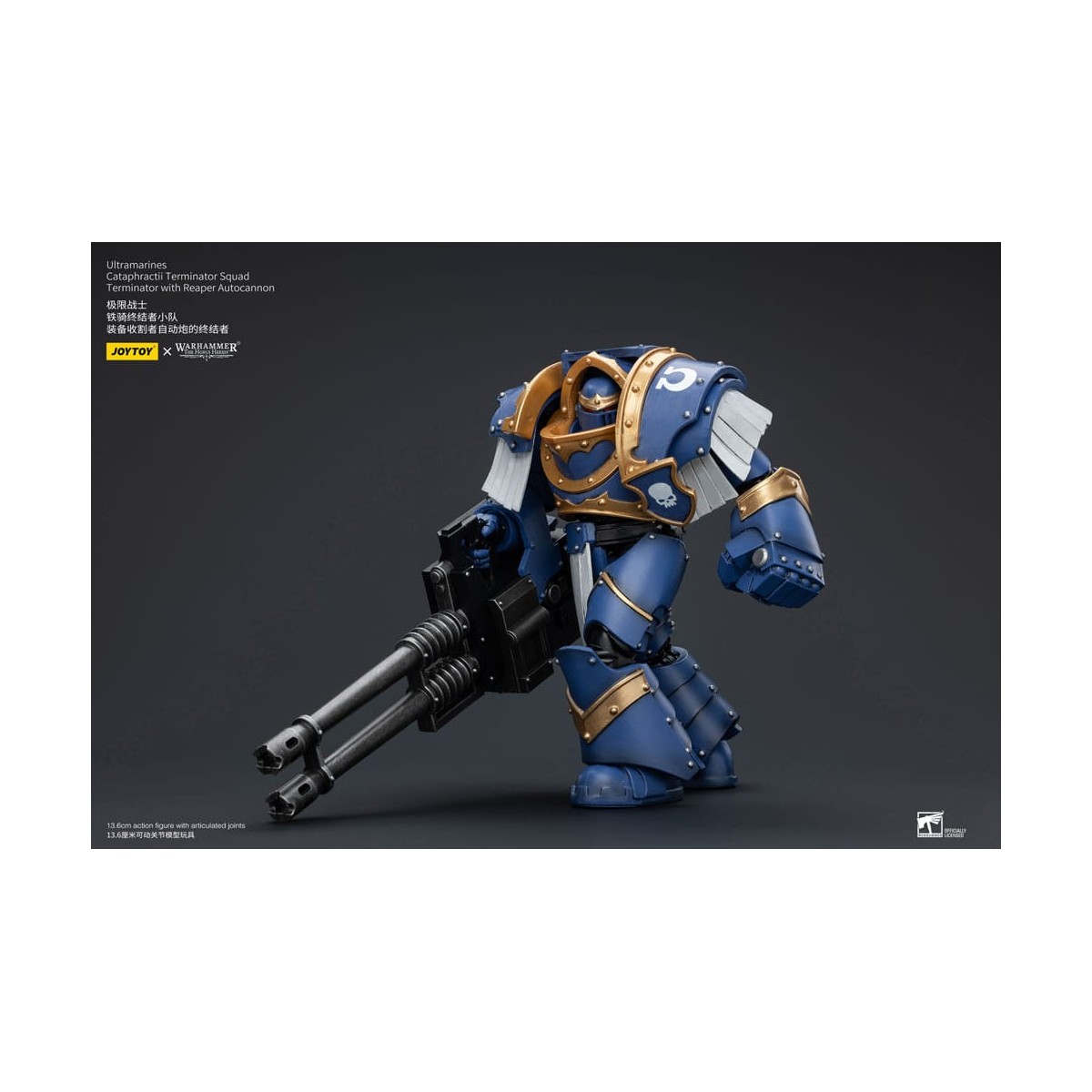 JoyToy - Marines Espaciales - Ultramarines - Escuadra Terminator Cataphractii - Terminator con Auto Cañón Reaper 1/18