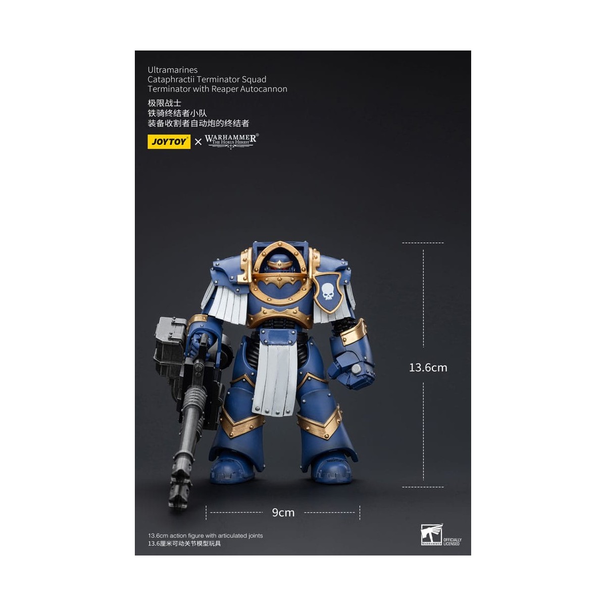 JoyToy - Marines Espaciales - Ultramarines - Escuadra Terminator Cataphractii - Terminator con Auto Cañón Reaper 1/18