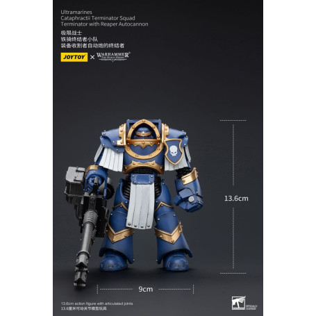JoyToy - Marines Espaciales - Ultramarines - Escuadra Terminator Cataphractii - Terminator con Auto Cañón Reaper 1/18