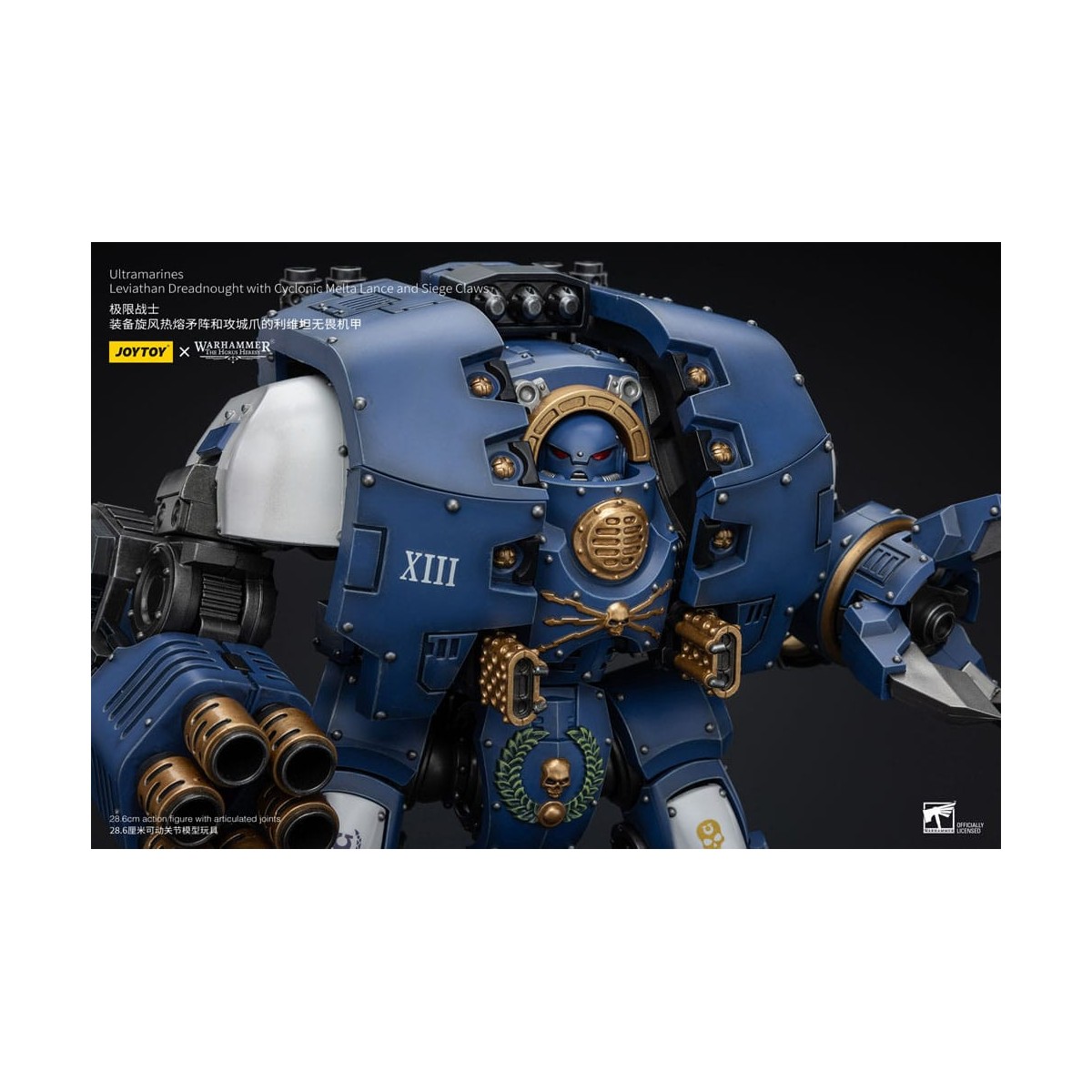 JoyToy - Marines Espaciales - Ultramarines - Leviatán Dreadnought con Lanza Melta Ciclónica y Garras de Asedio 1/18