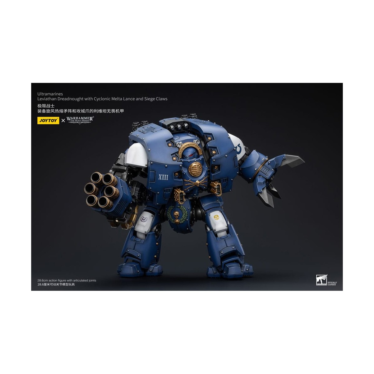 JoyToy - Marines Espaciales - Ultramarines - Leviatán Dreadnought con Lanza Melta Ciclónica y Garras de Asedio 1/18