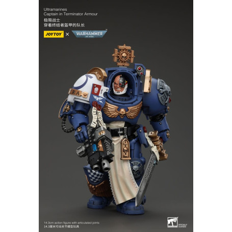JoyToy - Marines Espaciales - Ultramarines - Ultramarines Capitán Con Armadura Terminator 1/18
