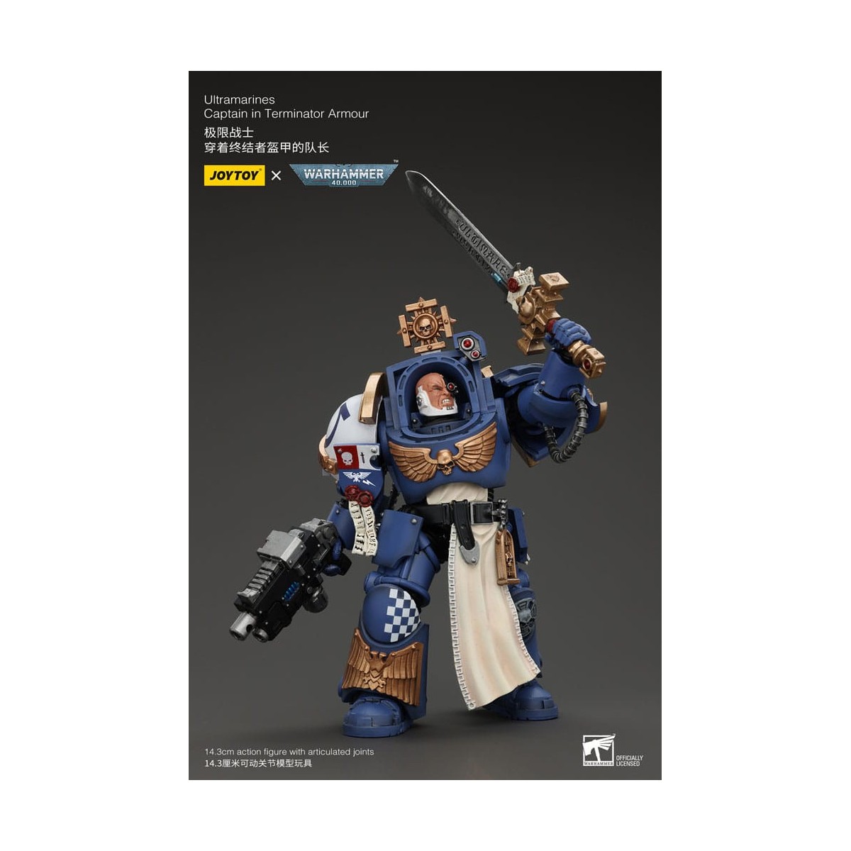 JoyToy - Marines Espaciales - Ultramarines - Ultramarines Capitán Con Armadura Terminator 1/18