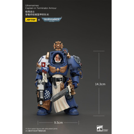 JoyToy - Marines Espaciales - Ultramarines - Ultramarines Capitán Con Armadura Terminator 1/18