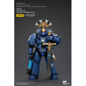 JoyToy - Ultramarines - Sargento de Escuadra Táctica MKVI de la Legión con Pistola de Plasma y Espada de Poder 1/18