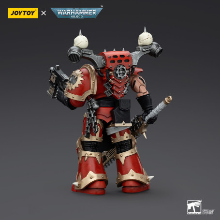 JoyToy Marines Espaciales del Caos - Comedores del Mundo Khorne Berzerker con Eviscerator Chainsword 1/18 - Warhammer 40K