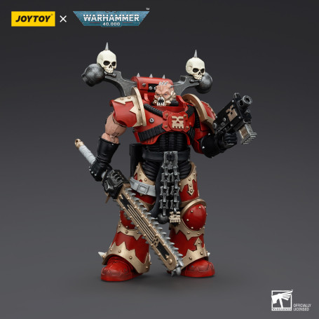 JoyToy Marines Espaciales del Caos - Comedores del Mundo Khorne Berzerker con Eviscerator Chainsword 1/18 - Warhammer 40K