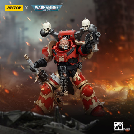 JoyToy Marines Espaciales del Caos - Comedores del Mundo Khorne Berzerker con Eviscerator Chainsword 1/18 - Warhammer 40K
