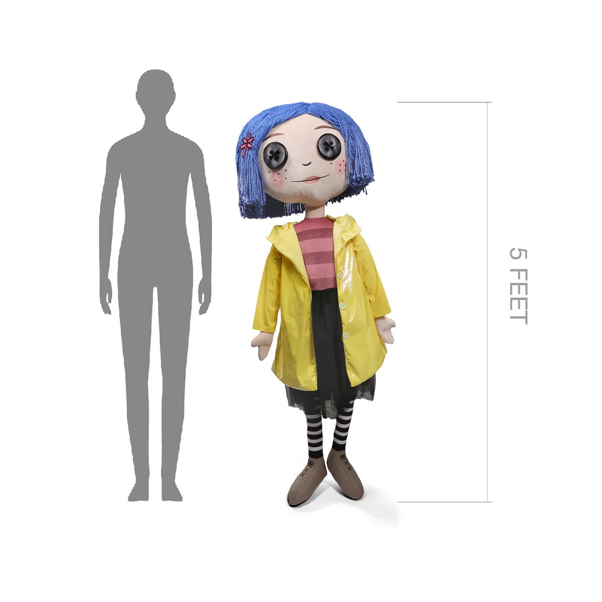 Kidrobot Coraline - Coraline con ojos de botón - Muñeca tamaño real 1/1
