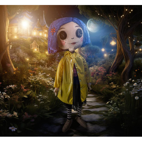 Kidrobot Coraline - Coraline con ojos de botón - Muñeca tamaño real 1/1