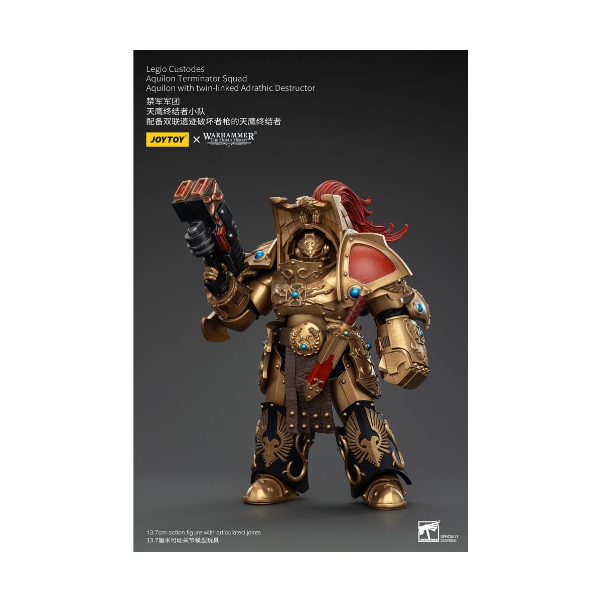 JoyToy Space Marines - Escuadra Terminator Legio Custodes Aquilon - Aquilon con Destructor Adrathic de enlace gemelo