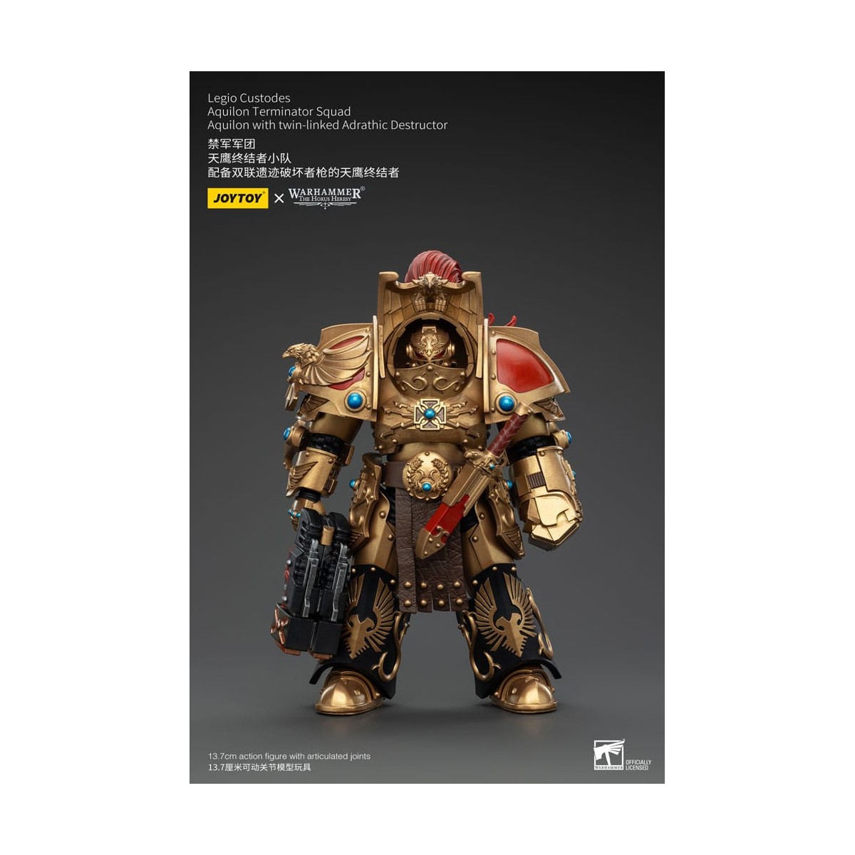 JoyToy Space Marines - Escuadra Terminator Legio Custodes Aquilon - Aquilon con Destructor Adrathic de enlace gemelo