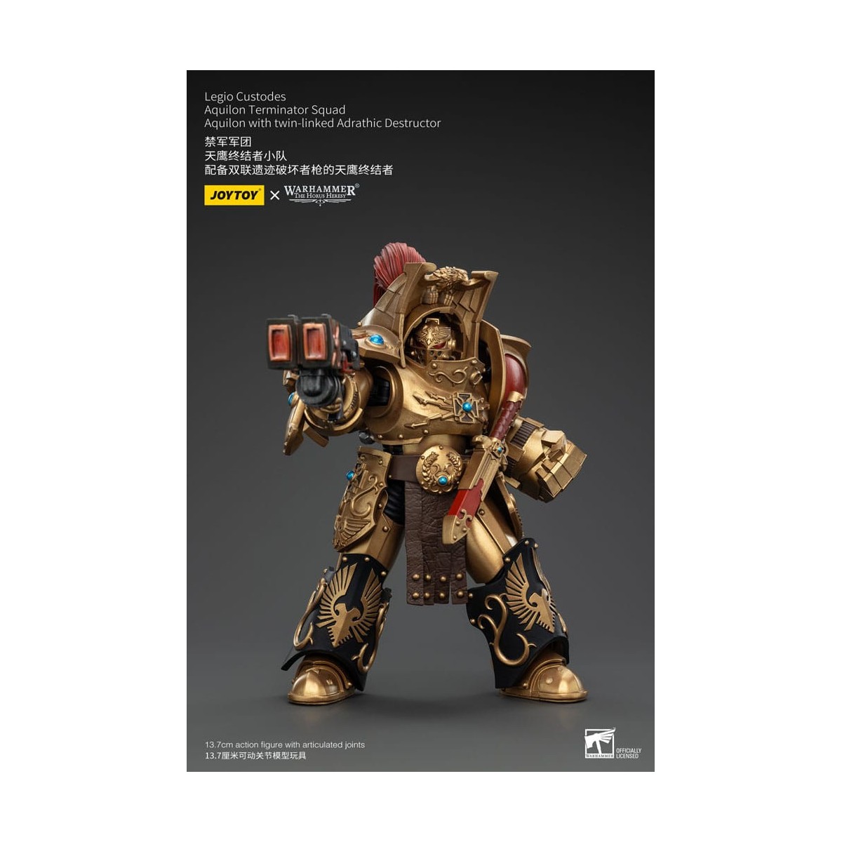 JoyToy Space Marines - Escuadra Terminator Legio Custodes Aquilon - Aquilon con Destructor Adrathic de enlace gemelo