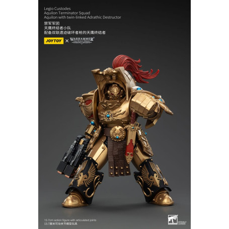 JoyToy Space Marines - Escuadra Terminator Legio Custodes Aquilon - Aquilon con Destructor Adrathic de enlace gemelo