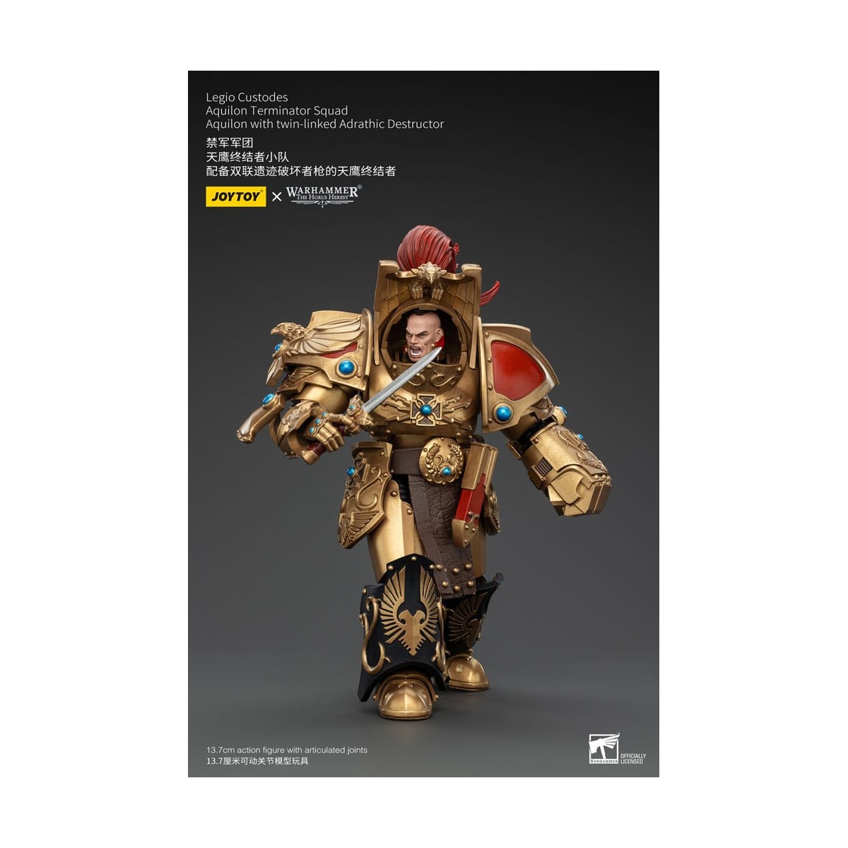 JoyToy Space Marines - Escuadra Terminator Legio Custodes Aquilon - Aquilon con Destructor Adrathic de enlace gemelo