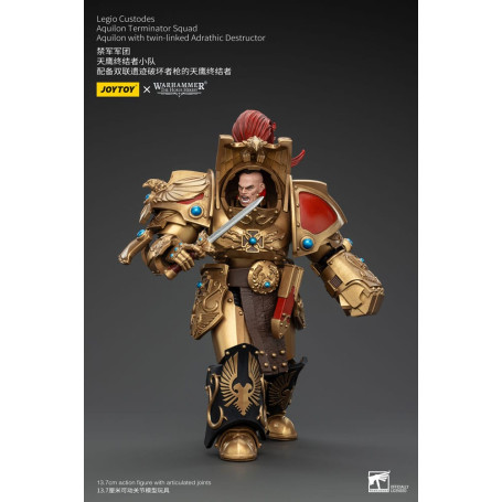 JoyToy Space Marines - Escuadra Terminator Legio Custodes Aquilon - Aquilon con Destructor Adrathic de enlace gemelo