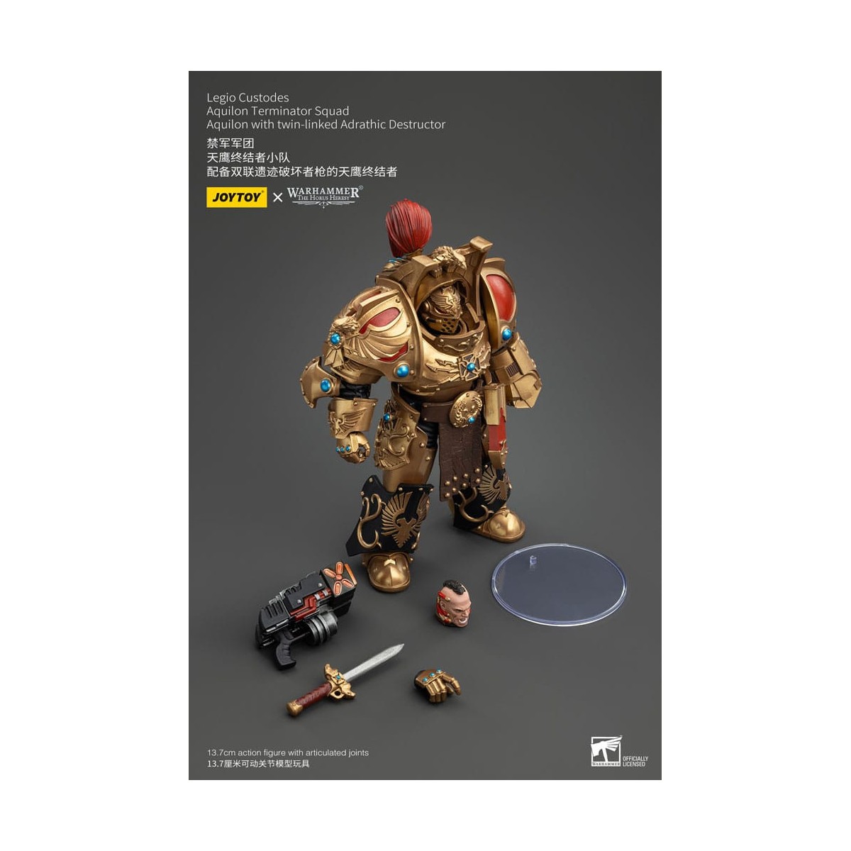 JoyToy Space Marines - Escuadra Terminator Legio Custodes Aquilon - Aquilon con Destructor Adrathic de enlace gemelo