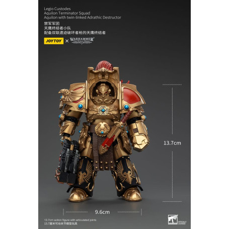 JoyToy Space Marines - Escuadra Terminator Legio Custodes Aquilon - Aquilon con Destructor Adrathic de enlace gemelo
