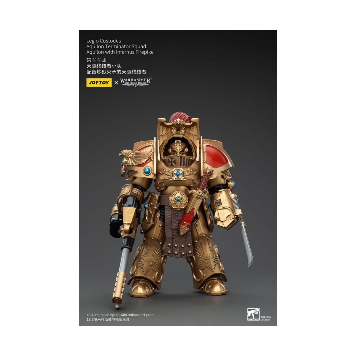 JoyToy Space Marines - Legio Custodes Aquilon Terminator Squad - Aquilon con Infernus Firepike