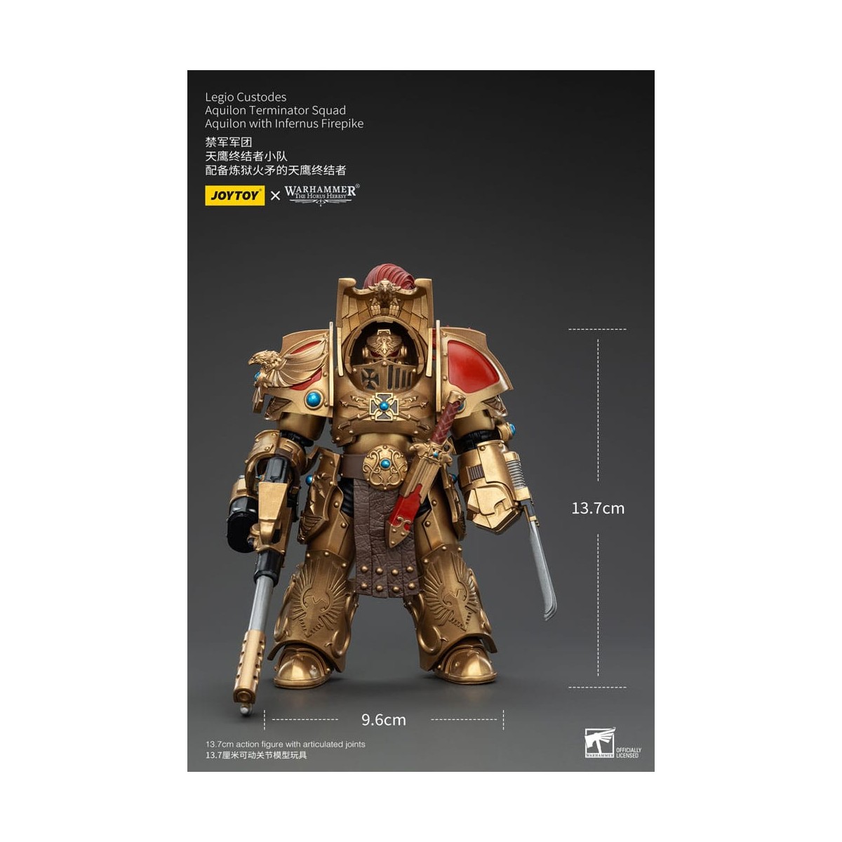 JoyToy Space Marines - Legio Custodes Aquilon Terminator Squad - Aquilon con Infernus Firepike