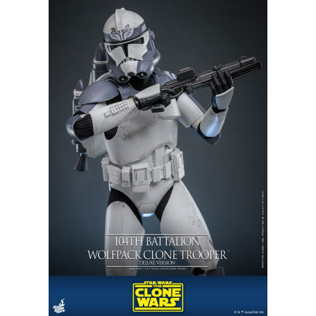 Hot Toys Star Wars - 104 Batallón Wolfpack Clone Trooper Versión Deluxe - The Clone Wars 1/6