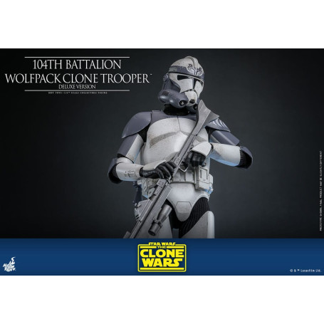 Hot Toys Star Wars - 104 Batallón Wolfpack Clone Trooper Versión Deluxe - The Clone Wars 1/6