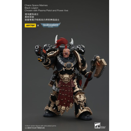 JoyToy Marines Espaciales - Legión Negra - Elegido con Pistola de Plasma y Hacha de Poder 1/18 - Warhammer 40K