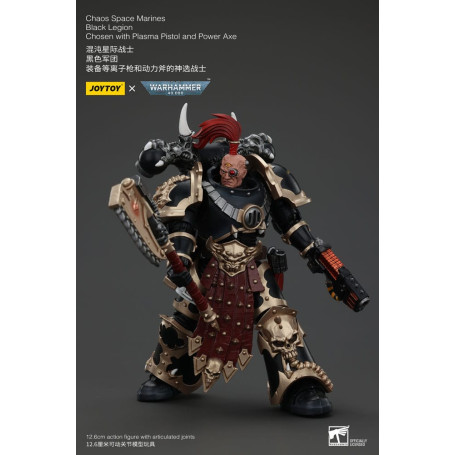 JoyToy Marines Espaciales - Legión Negra - Elegido con Pistola de Plasma y Hacha de Poder 1/18 - Warhammer 40K