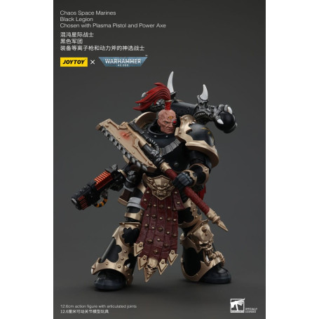 JoyToy Marines Espaciales - Legión Negra - Elegido con Pistola de Plasma y Hacha de Poder 1/18 - Warhammer 40K