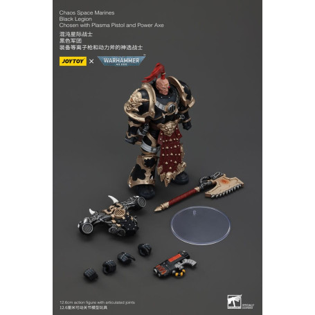 JoyToy Marines Espaciales - Legión Negra - Elegido con Pistola de Plasma y Hacha de Poder 1/18 - Warhammer 40K