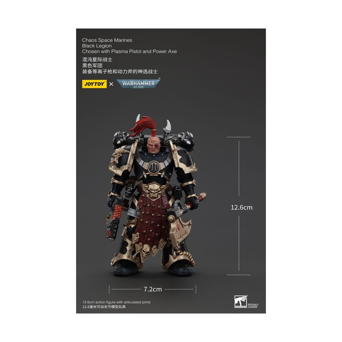 JoyToy Marines Espaciales - Legión Negra - Elegido con Pistola de Plasma y Hacha de Poder 1/18 - Warhammer 40K