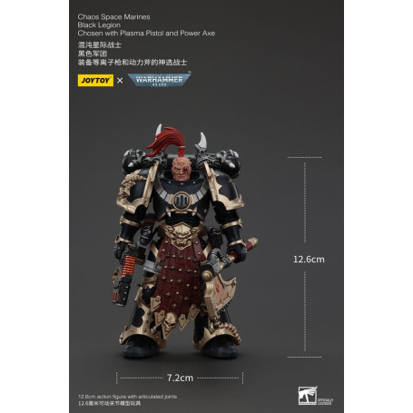 JoyToy Marines Espaciales - Legión Negra - Elegido con Pistola de Plasma y Hacha de Poder 1/18 - Warhammer 40K