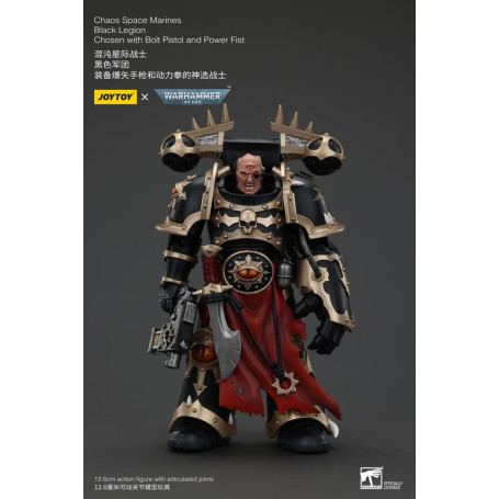 JoyToy Marines Espaciales - Legión Negra - Elegido con Pistola de Proyectiles y Puño de Poder 1/18 - Warhammer 40K