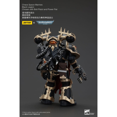 JoyToy Marines Espaciales - Legión Negra - Elegido con Pistola de Proyectiles y Puño de Poder 1/18 - Warhammer 40K