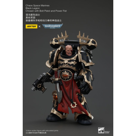 JoyToy Marines Espaciales - Legión Negra - Elegido con Pistola de Proyectiles y Puño de Poder 1/18 - Warhammer 40K