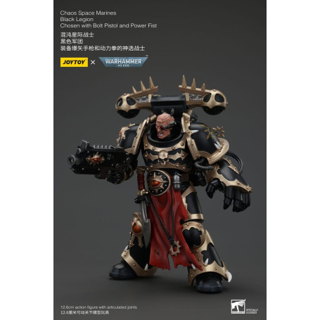 JoyToy Marines Espaciales - Legión Negra - Elegido con Pistola de Proyectiles y Puño de Poder 1/18 - Warhammer 40K