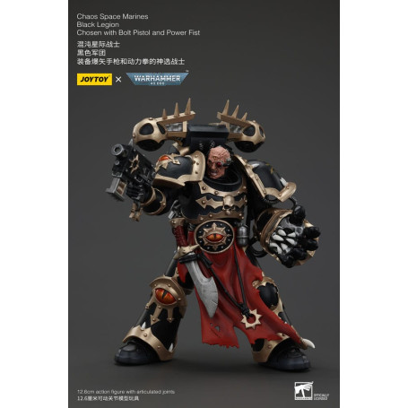 JoyToy Marines Espaciales - Legión Negra - Elegido con Pistola de Proyectiles y Puño de Poder 1/18 - Warhammer 40K