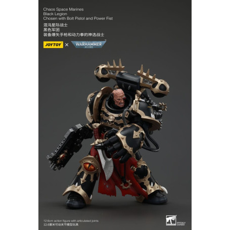 JoyToy Marines Espaciales - Legión Negra - Elegido con Pistola de Proyectiles y Puño de Poder 1/18 - Warhammer 40K