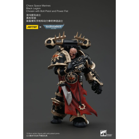 JoyToy Marines Espaciales - Legión Negra - Elegido con Pistola de Proyectiles y Puño de Poder 1/18 - Warhammer 40K