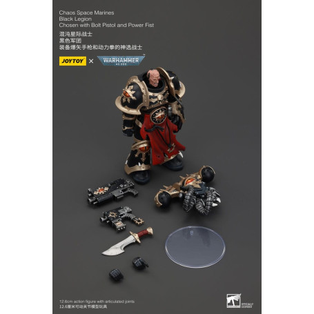 JoyToy Marines Espaciales - Legión Negra - Elegido con Pistola de Proyectiles y Puño de Poder 1/18 - Warhammer 40K