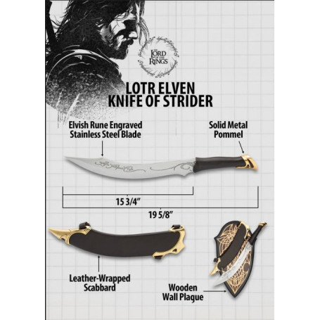 United Cutlery - Daga élfica de Aragorn 1/1 - El Señor de los Anillos