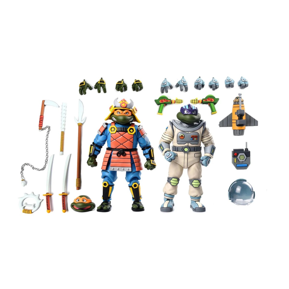 NECA - Aventura Espacial Donatello & Aventura Samurai Michelangelo - TMNT Cartoon
