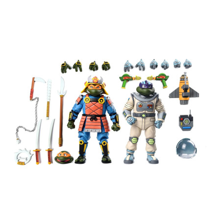 NECA - Aventura Espacial Donatello & Aventura Samurai Michelangelo - TMNT Cartoon
